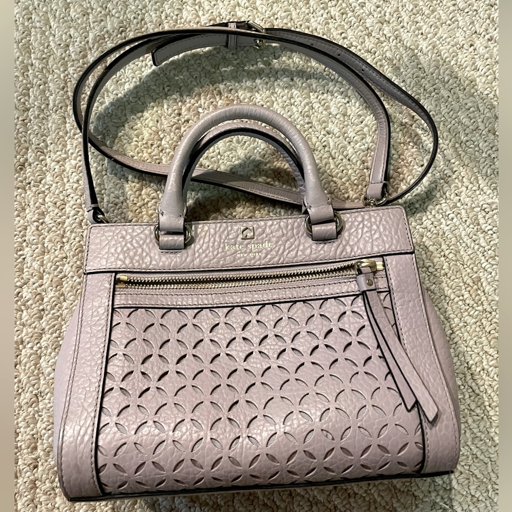 Kate Spade New York Womens Light Purple Crossbody Shoulder Handbag
